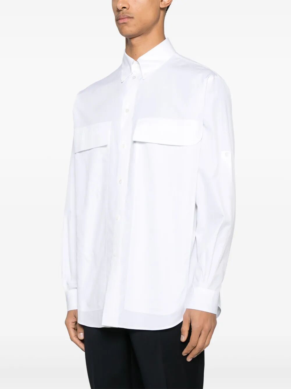 Fendi Men Topstitched Fendi Roma Lettering Cotton Shirt