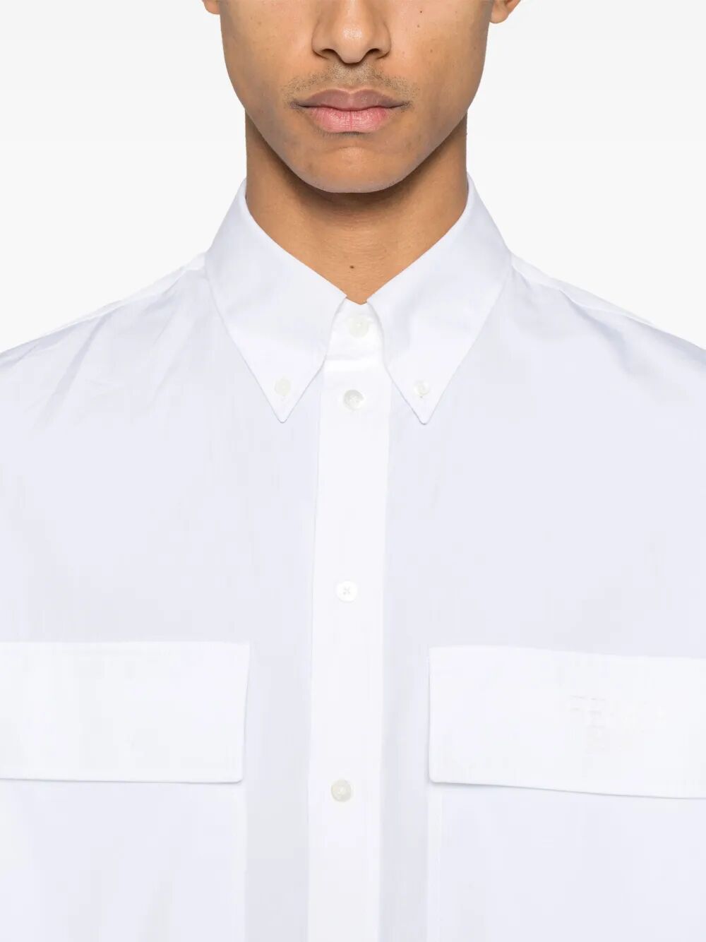 Fendi Men Topstitched Fendi Roma Lettering Cotton Shirt