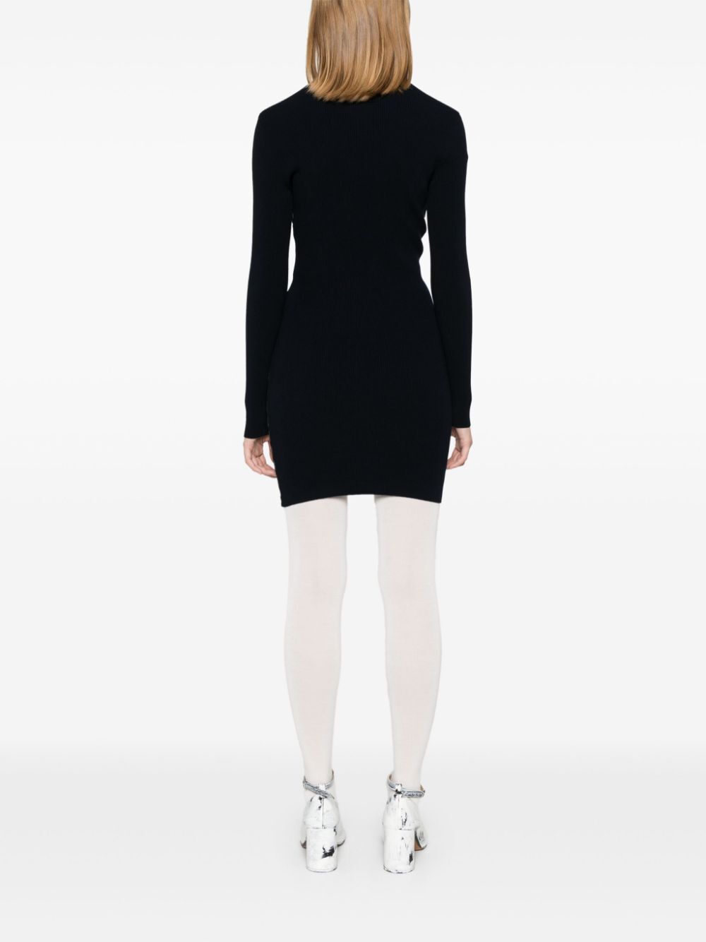 Jean Paul Gaultier Women Ribbed Mariniere Short Dress With Mesh Layer