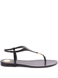 Saint Laurent Women Smooth Leather Cassandra Triangular Upper Flat Sandals