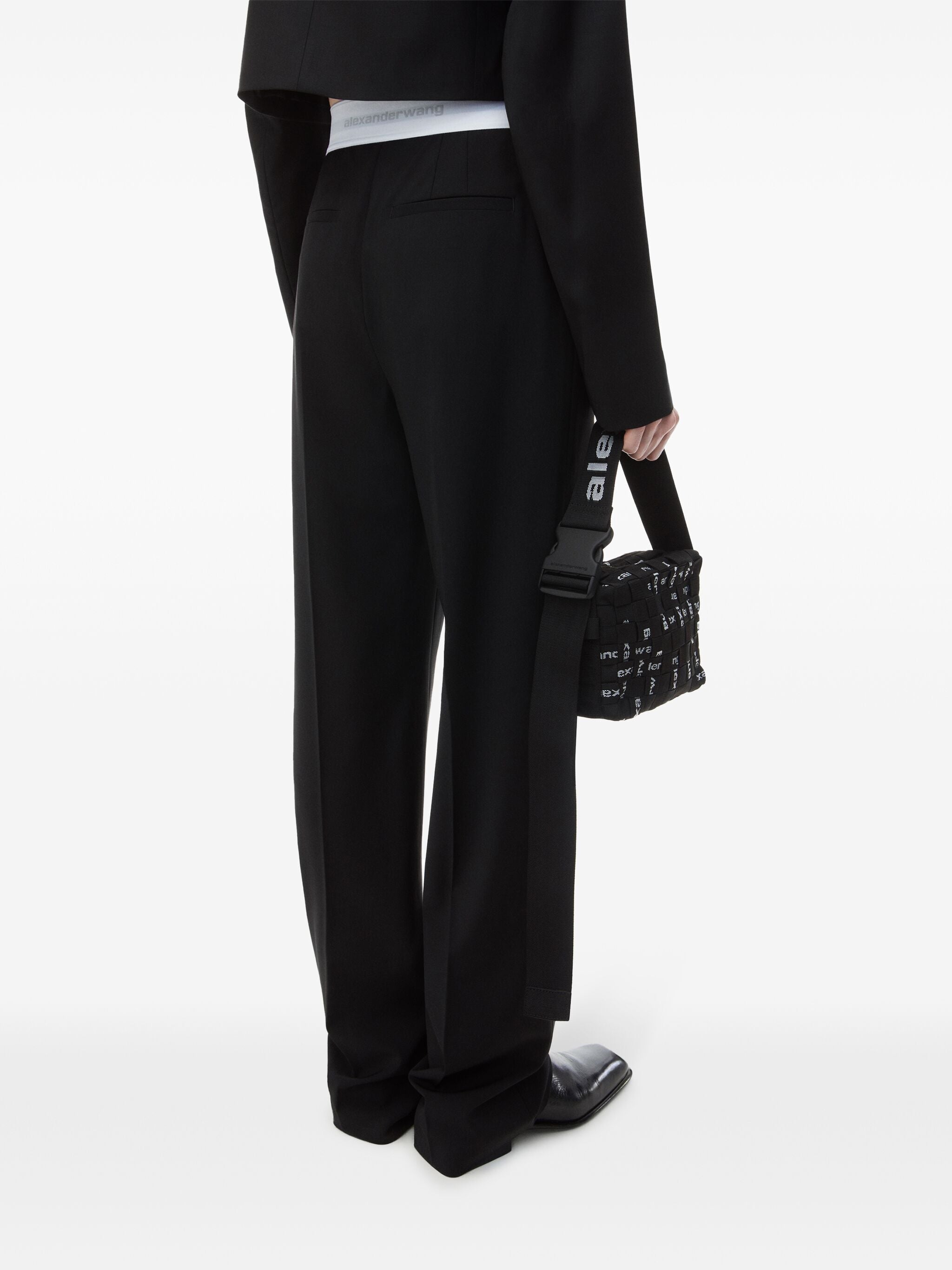 Alexander Wang Women High Waisted Pleated Pant With Logo Elastic
