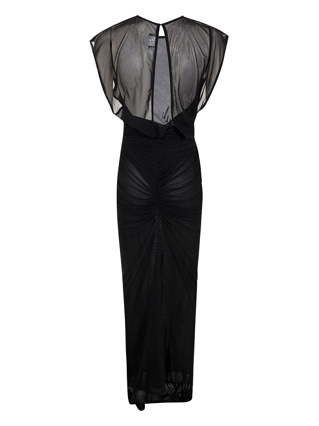 Jean Paul Gaultier Women Mesh Open Back Sleeveless Dress Velvet Flock "Jean Paul Gaultier"