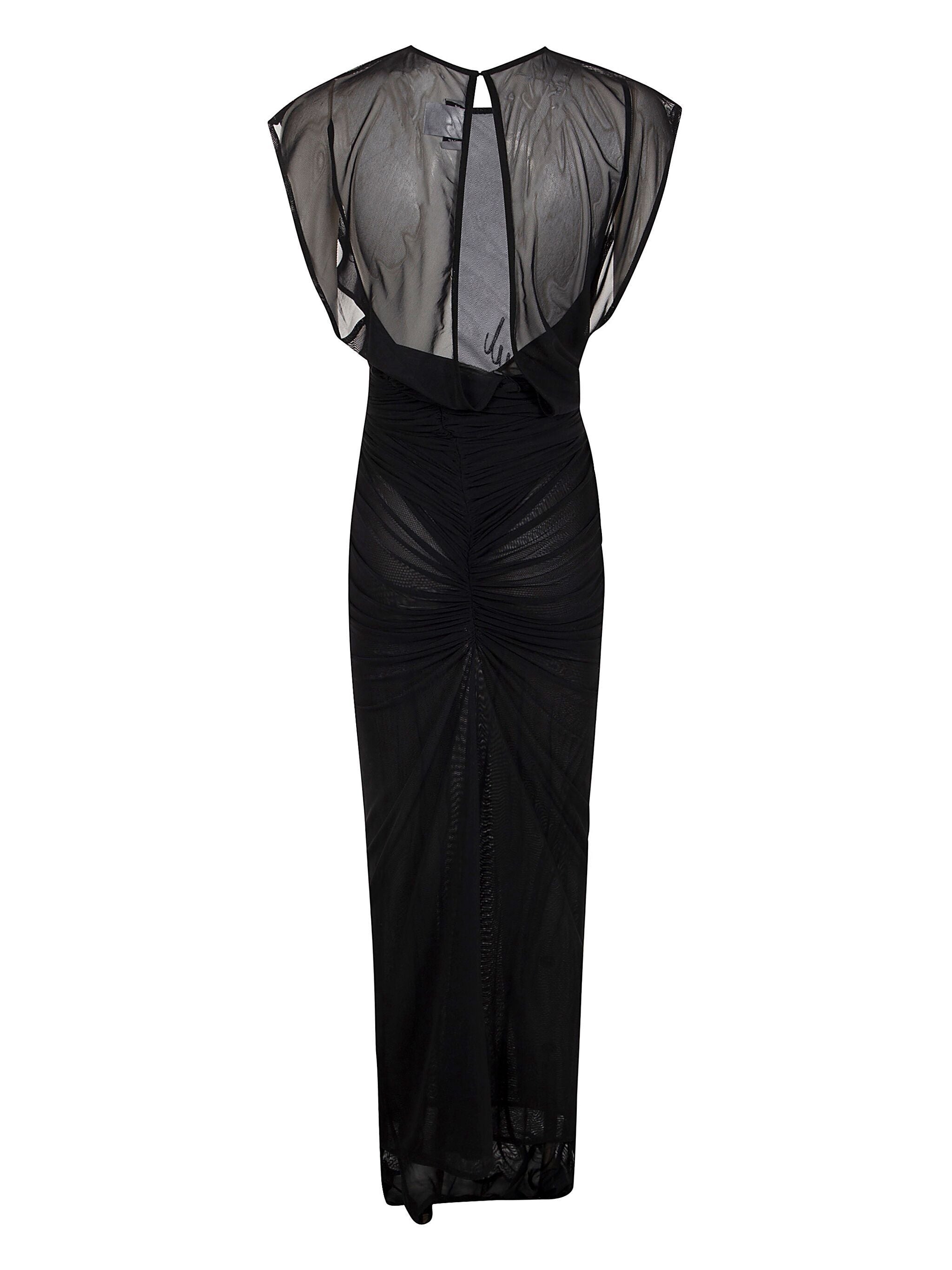 Jean Paul Gaultier Women Mesh Open Back Sleeveless Dress Velvet Flock "Jean Paul Gaultier"
