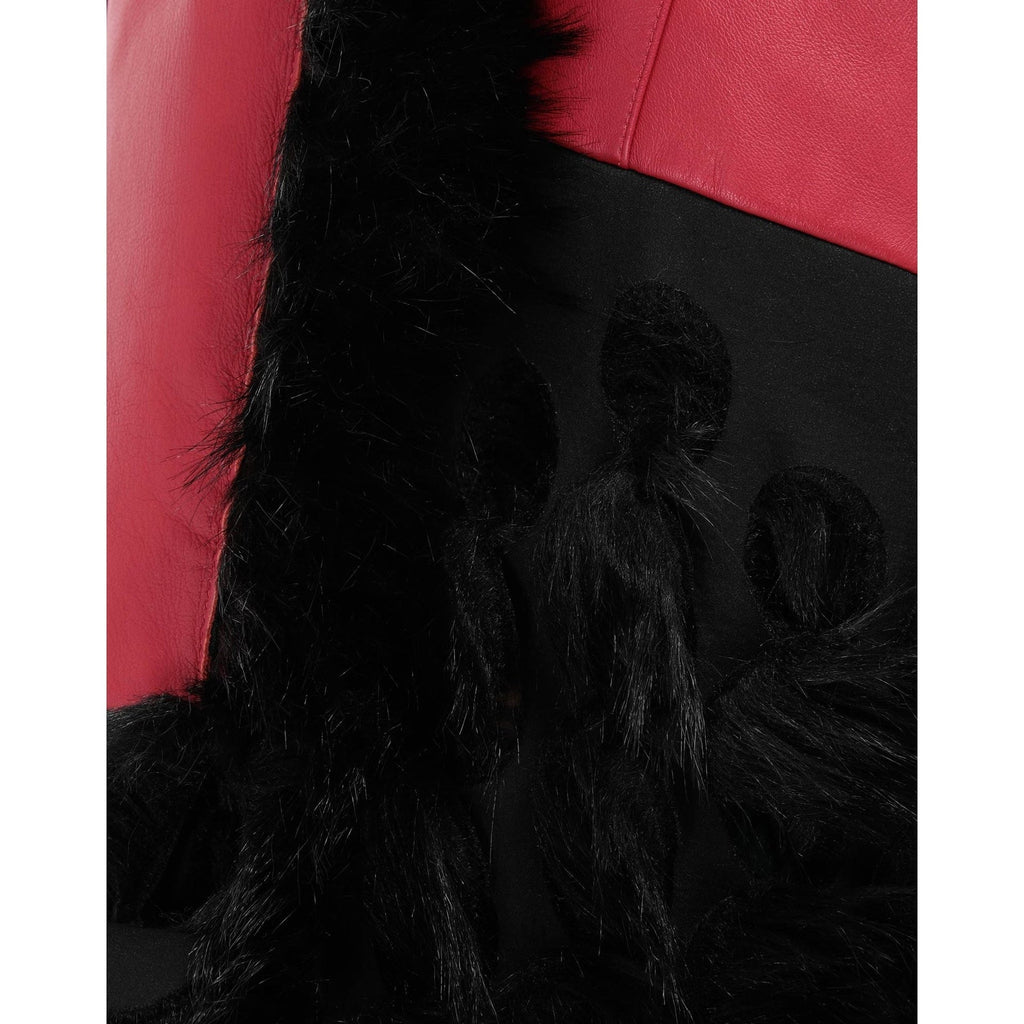 Maison Margiela Faux Fur Trimmed Leather Cape Jacket Women