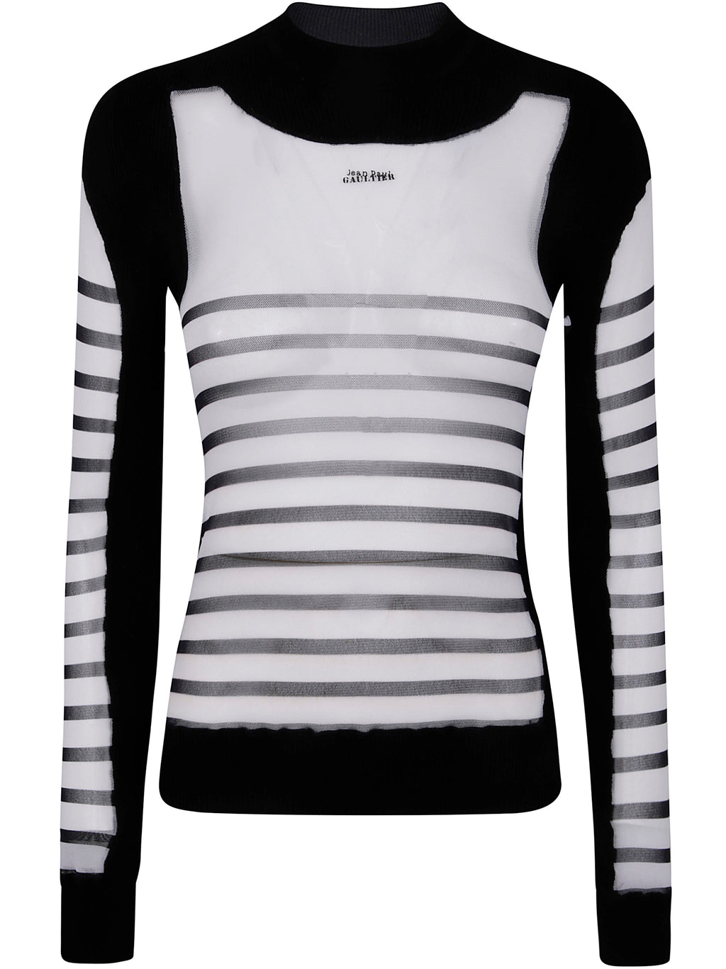 Jean Paul Gaultier Women Mix Mesh And Knit Long Sleeves Pullover Printed "Mariniere"