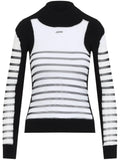 Jean Paul Gaultier Women Mix Mesh And Knit Long Sleeves Pullover Printed "Mariniere"