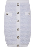 Balmain Women Buttoned Tweed Knee Lenght Skirt
