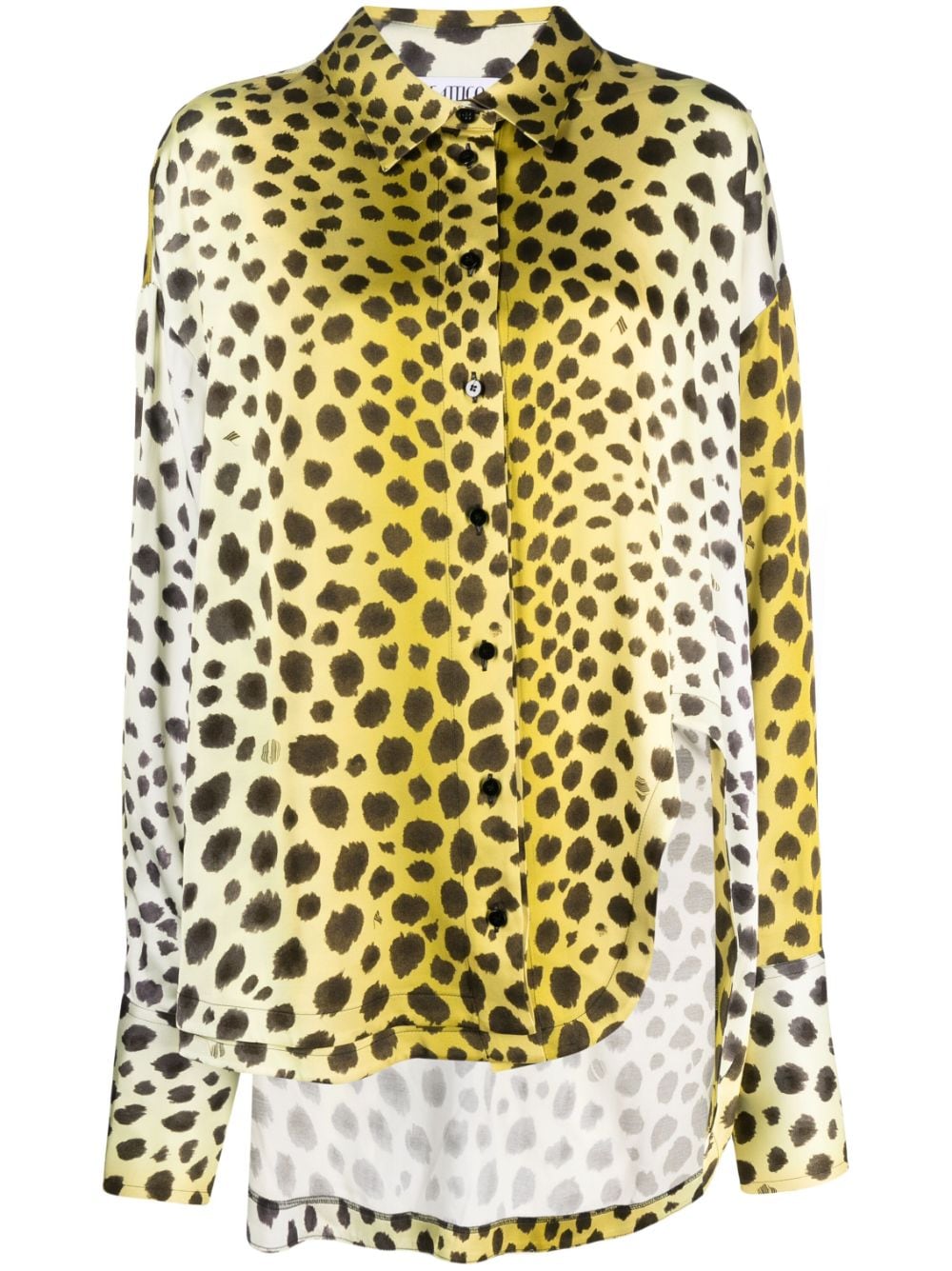 The Attico Women Kota Cheetah Printed Fluid Satin Shirt