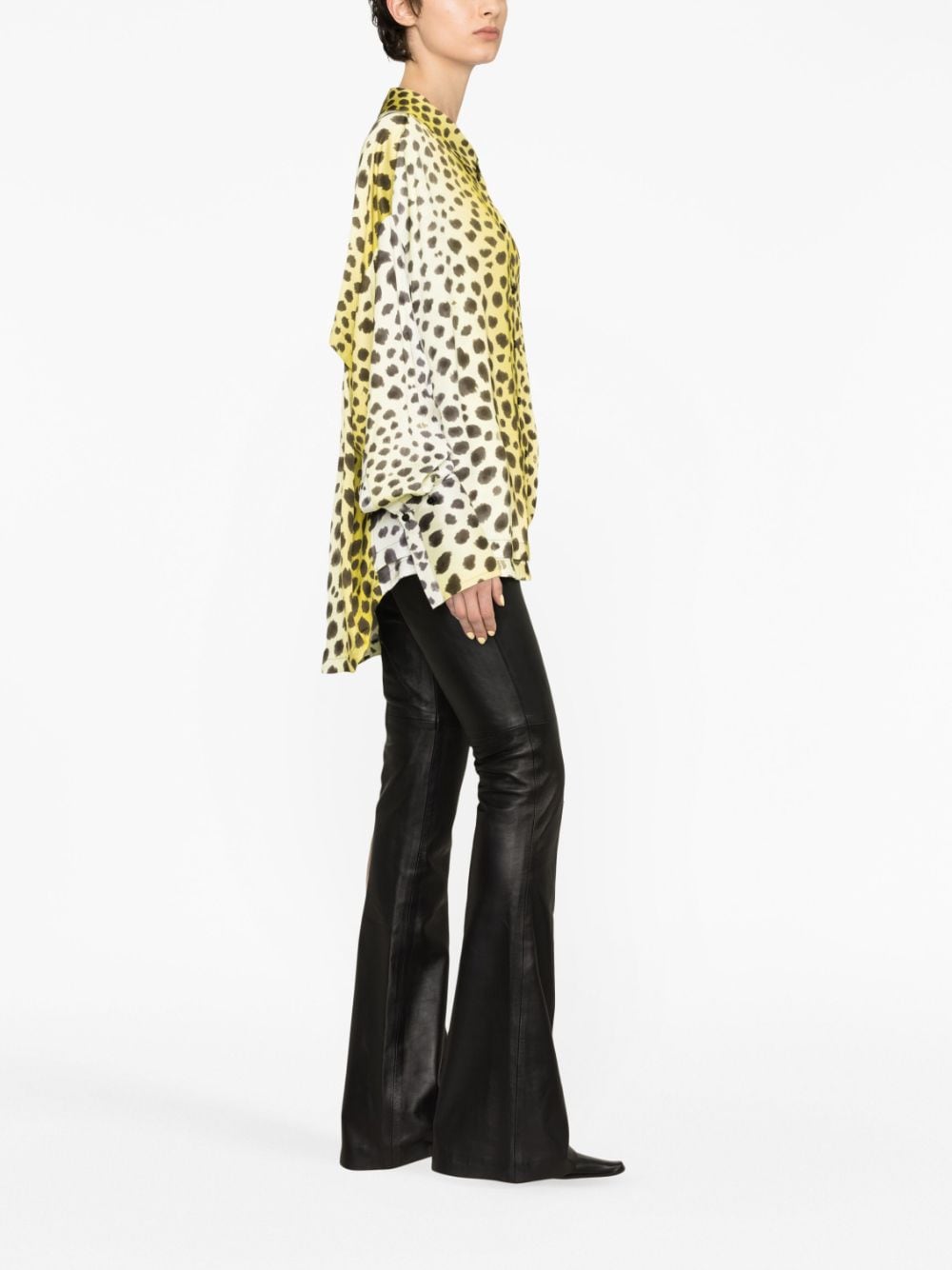 The Attico Women Kota Cheetah Printed Fluid Satin Shirt
