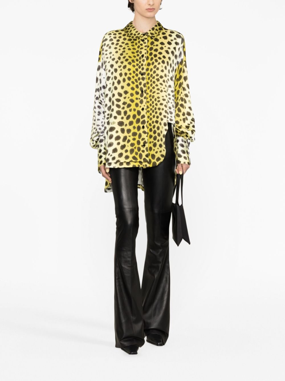 The Attico Women Kota Cheetah Printed Fluid Satin Shirt
