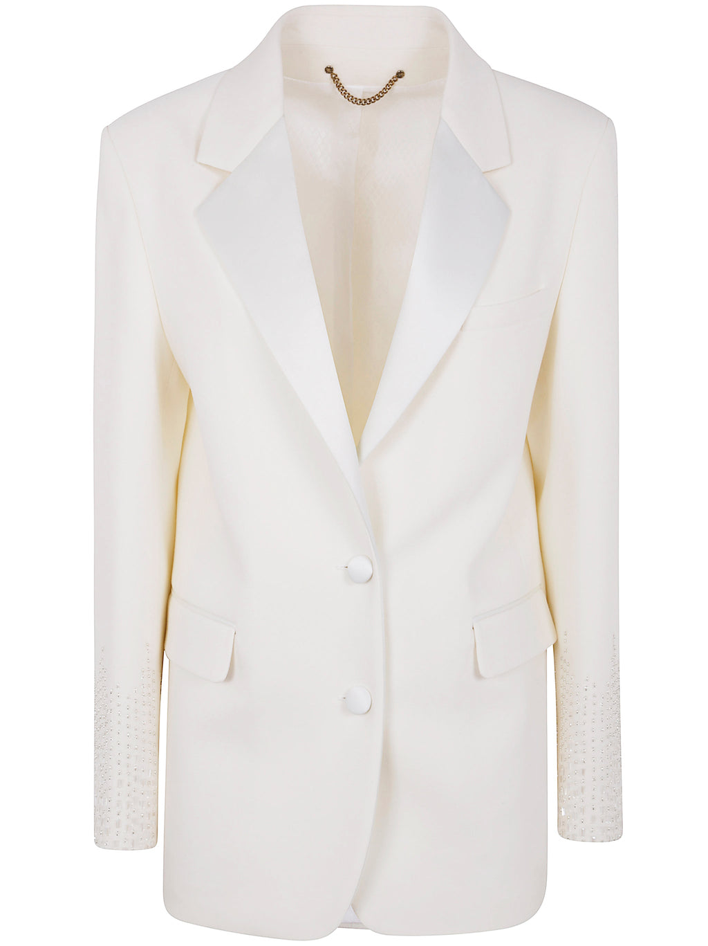 Golden Goose Women Journey W`S Single Breasted Over Jacket Viscose Wool Crepe W Satin Lapel & Beads Embroidery