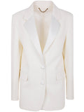 Golden Goose Women Journey W`S Single Breasted Over Jacket Viscose Wool Crepe W Satin Lapel & Beads Embroidery