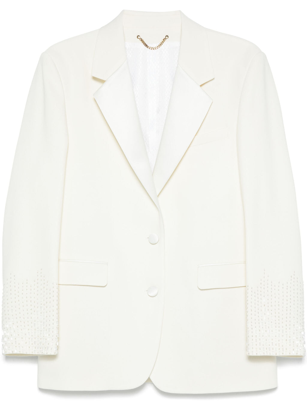 Golden Goose Women Journey W`S Single Breasted Over Jacket Viscose Wool Crepe W Satin Lapel & Beads Embroidery