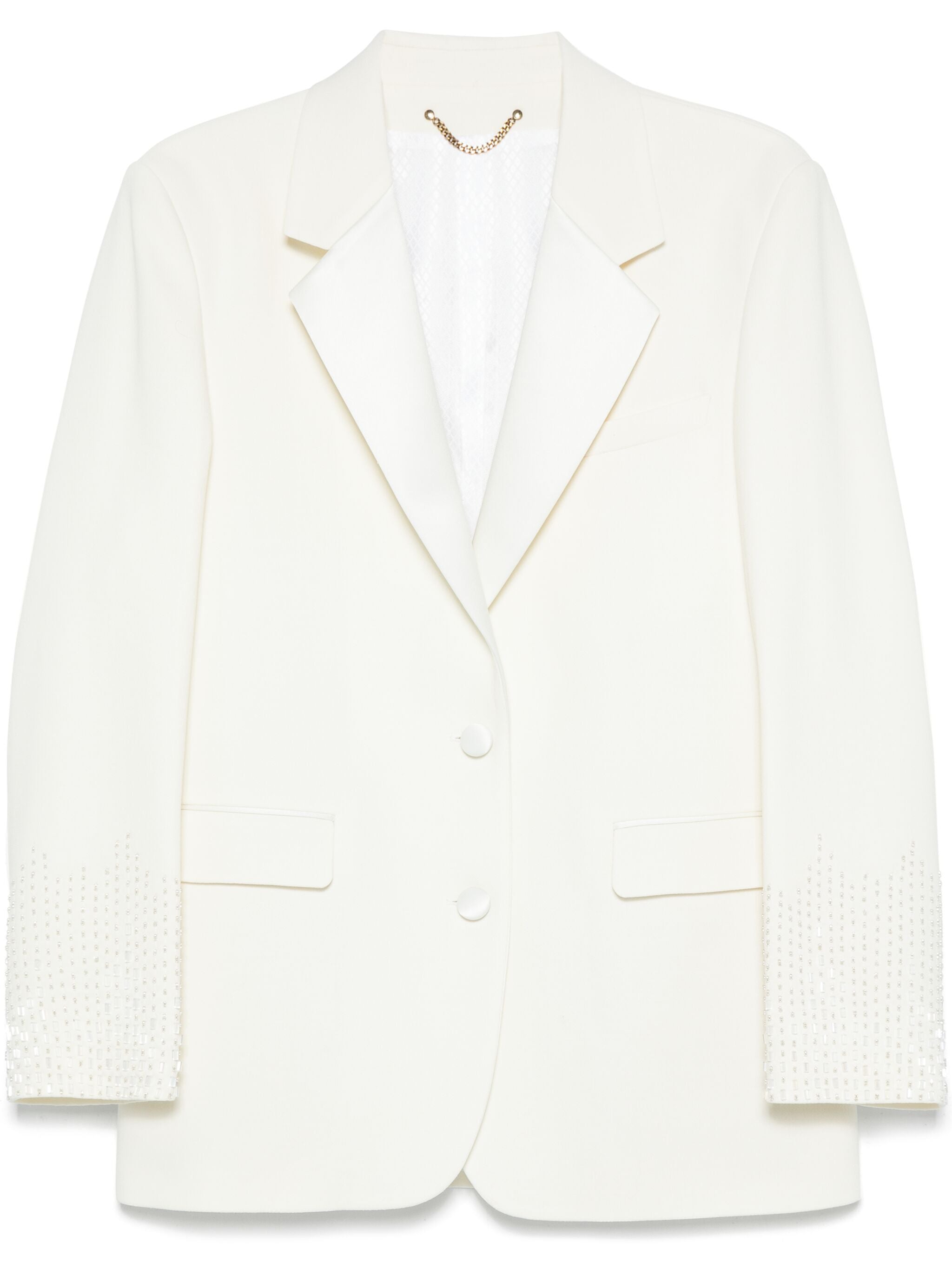 Golden Goose Women Journey W`S Single Breasted Over Jacket Viscose Wool Crepe W Satin Lapel & Beads Embroidery