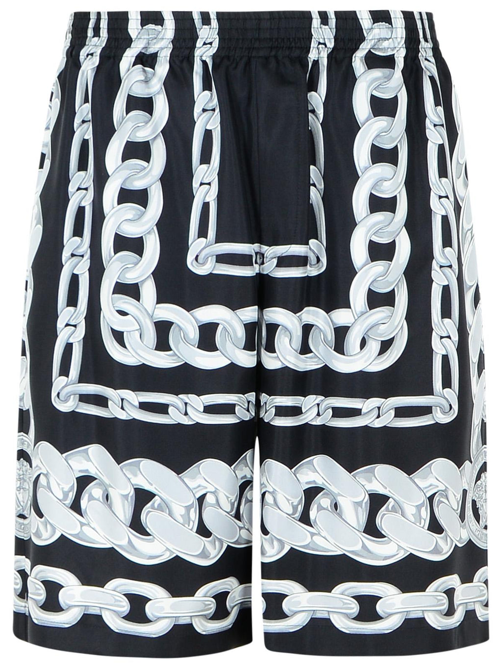 Versace 'Chains' Black Silk Bermuda Shorts Men