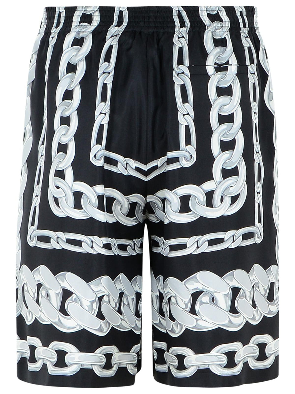 Versace 'Chains' Black Silk Bermuda Shorts Men