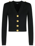 Balmain Black Twisted Knit Long-Sleeved Cardigan Women
