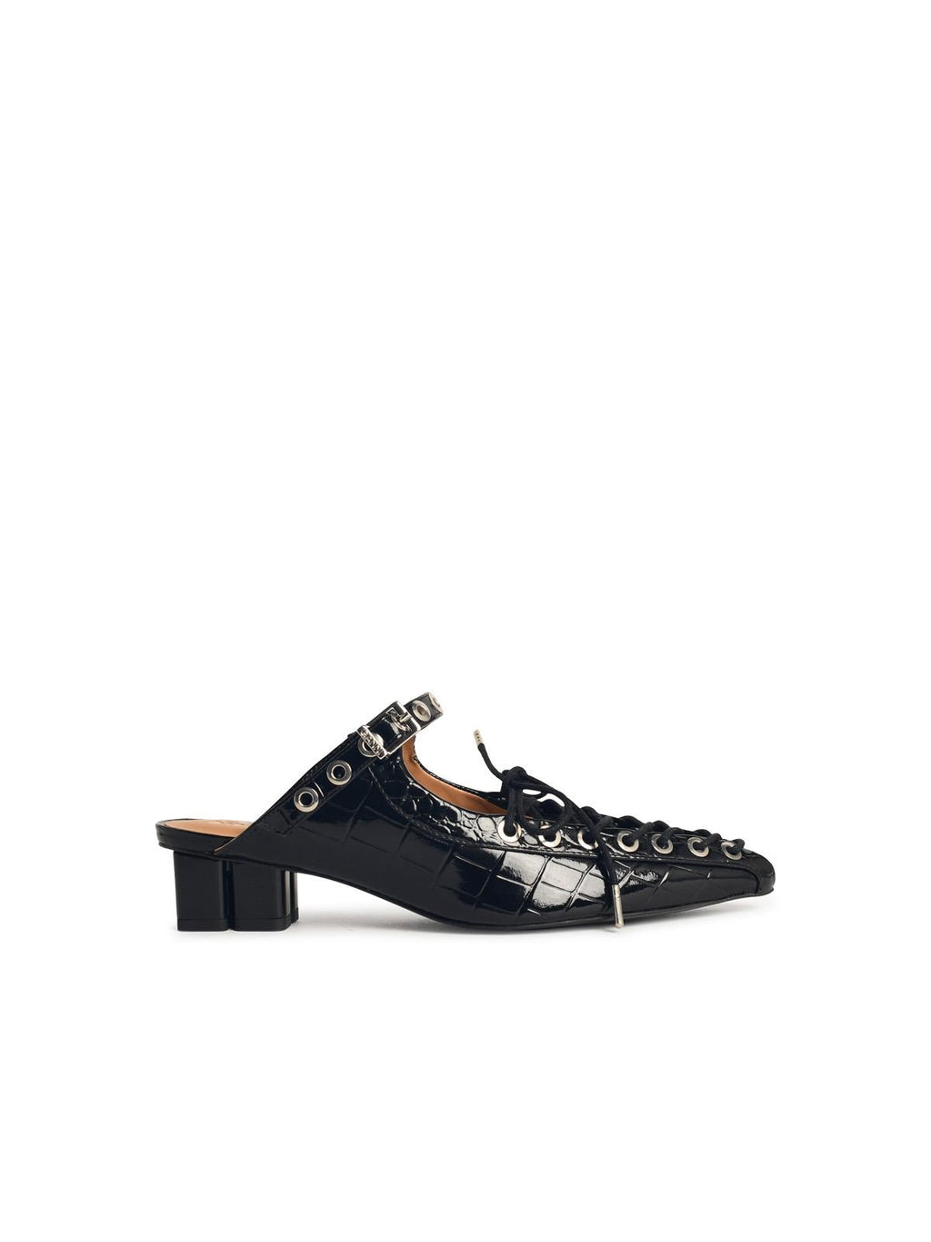 Ganni Mules With Laces In Black 'Oleatex' Women