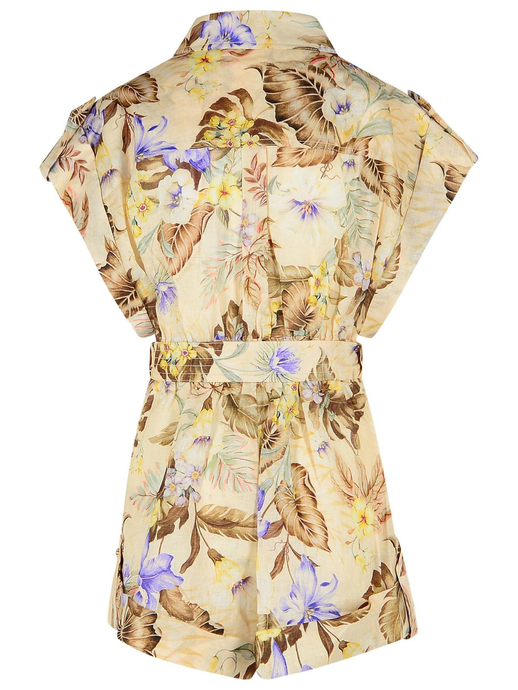 Zimmermann 'Coco' One-Piece Jumpsuit In Beige Linen With Multi Floral Women