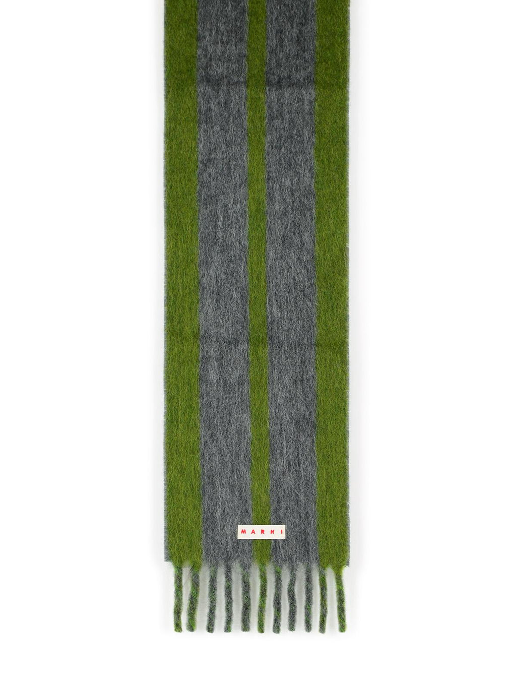 Marni Grey Mohair Blend Scarf With Fringes Men