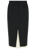 Marni Midi Skirt In Cool Black Virgin Wool With Exposed Lining Women