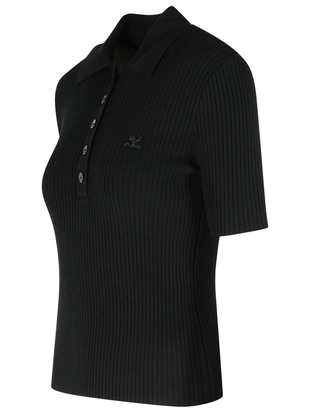 Courreges Black Viscose Blend Polo Shirt Women