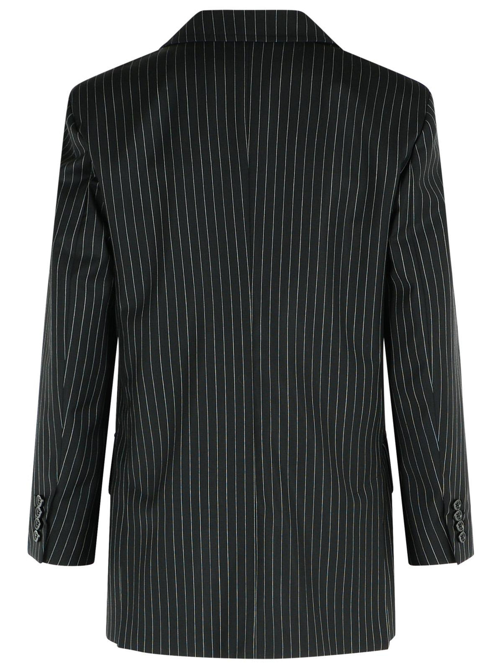 Max Mara 'Mattia' Black White Pinstriped Virgin Wool Blazer Women