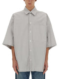 Bottega Veneta Men Striped Overshirt With "Bv" Embroidery