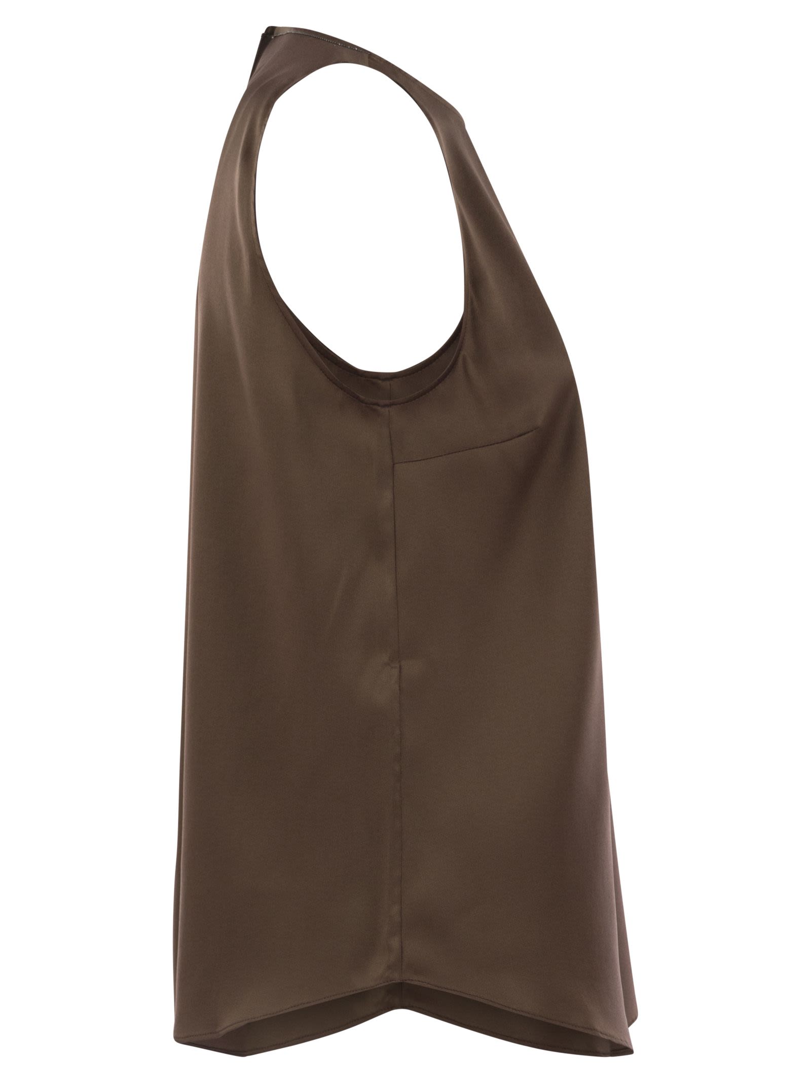 Brunello Cucinelli Women Stretch Silk Satin Top With Jewellery