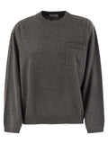 Brunello Cucinelli Women Cashmere Sweater With Breast Pocket And Necklace