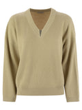 Brunello Cucinelli Women Cotton Rib Sweater With Shiny Detail
