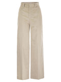Brunello Cucinelli Women Fluid Corduroy Sartorial Track Trousers With Jewellery