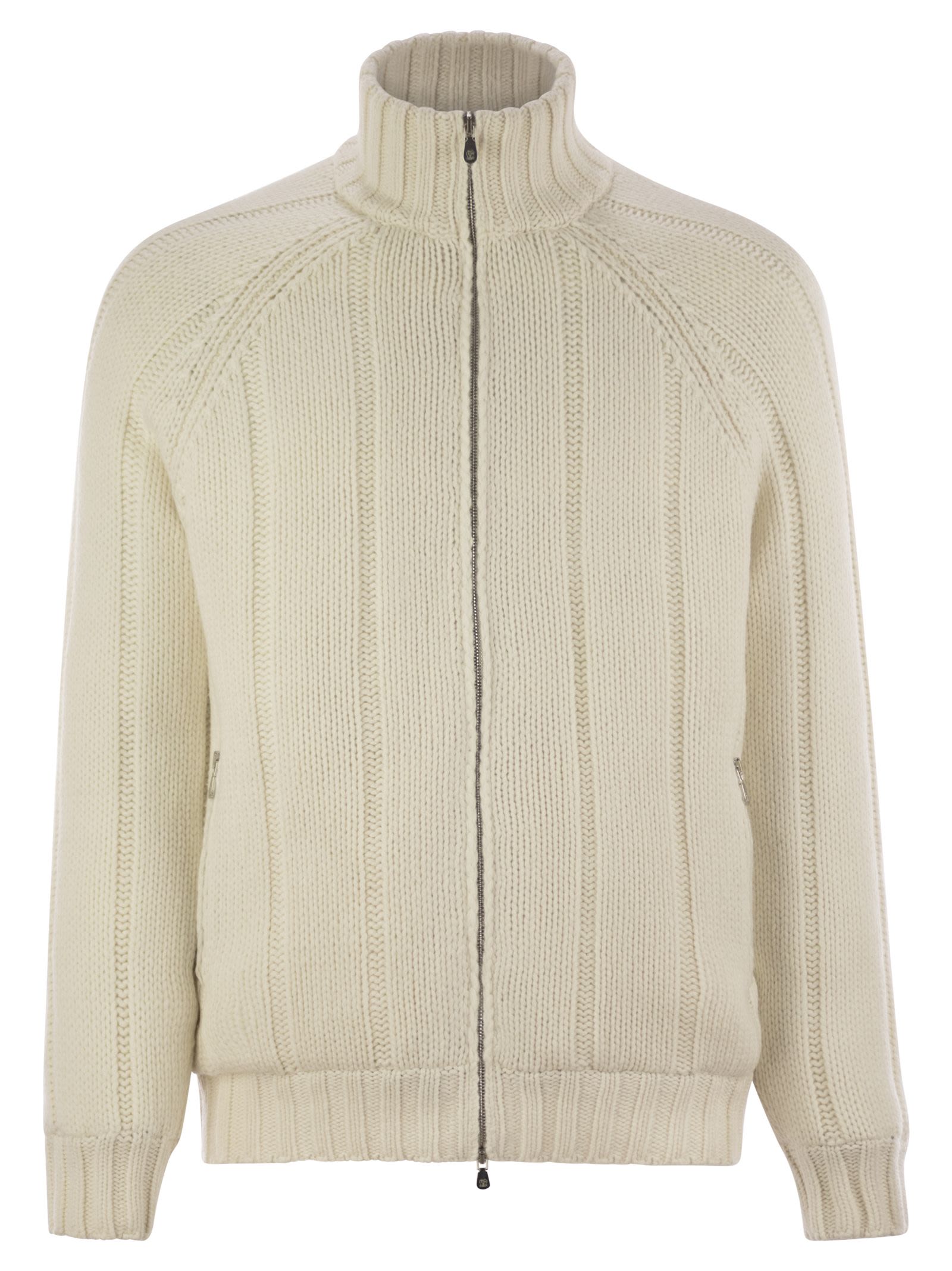 Brunello Cucinelli Men Cashmere Knit Down Jacket With Zip