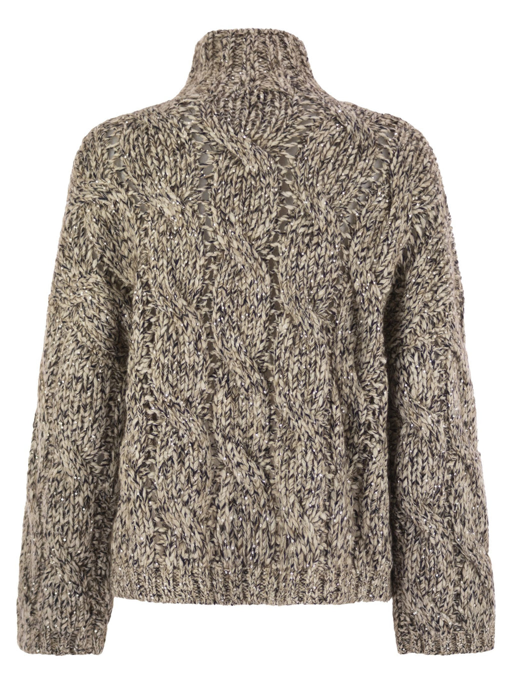 Brunello Cucinelli Women Soft Wool, Cashmere And Mohair Turtleneck Sweater With Braided Design