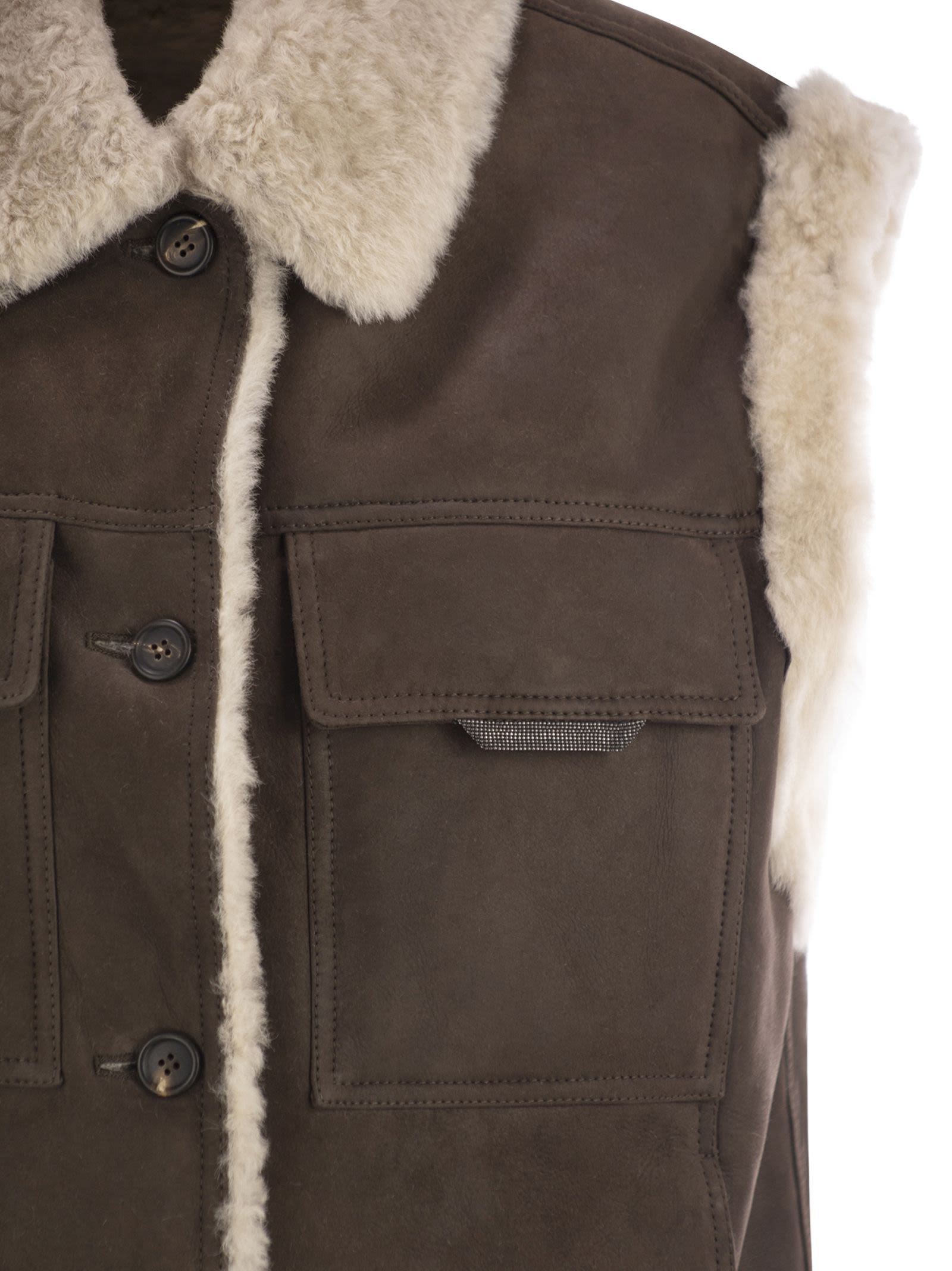Brunello Cucinelli Women Sleeveless Shearling Outerwear
