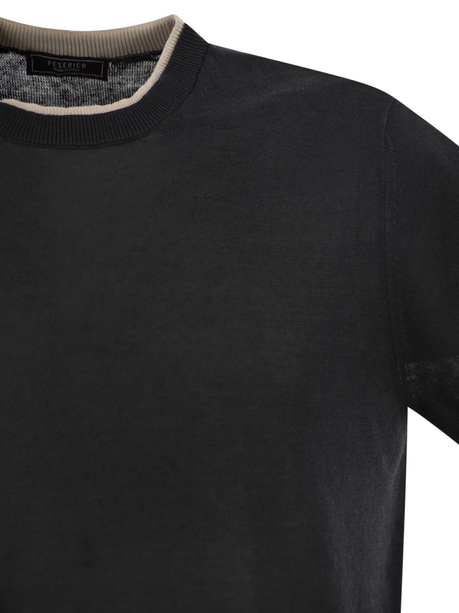 Peserico Men T-Shirt In Linen And Cotton Yarn
