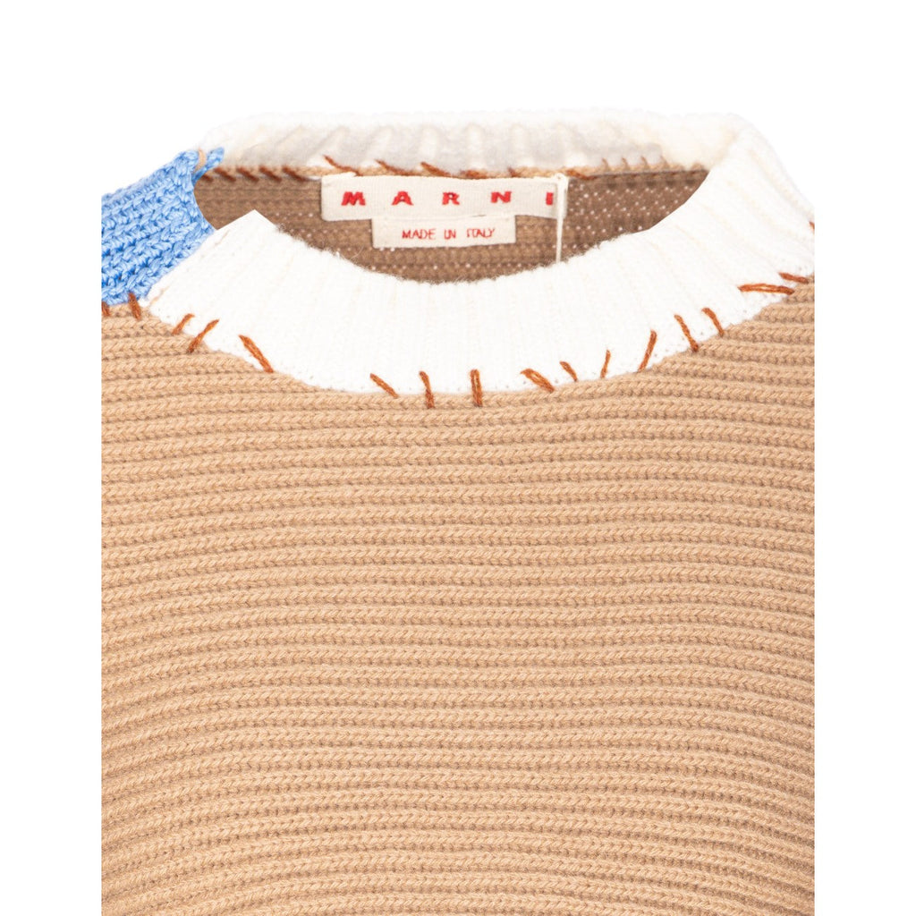 Marni Women Bicolor Cropped Sweater With Stitching