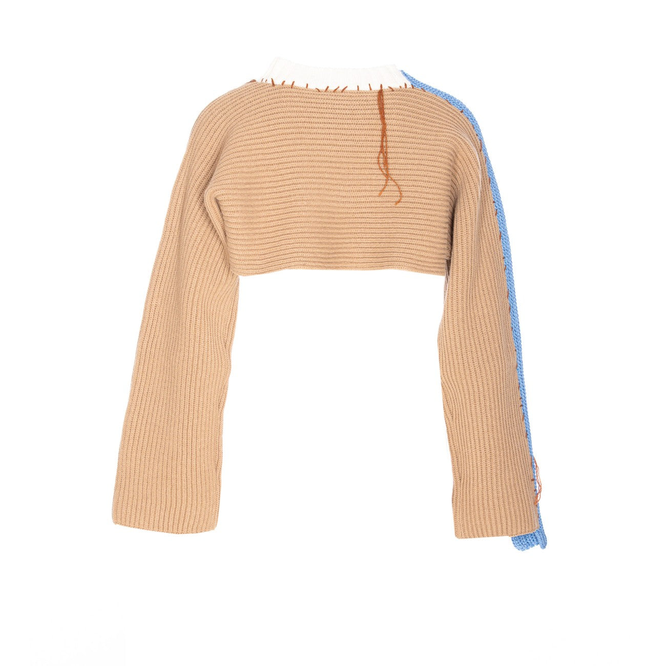 Marni Women Bicolor Cropped Sweater With Stitching