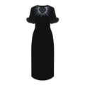 Fendi Fur Trim Velvet Midi Dress Women