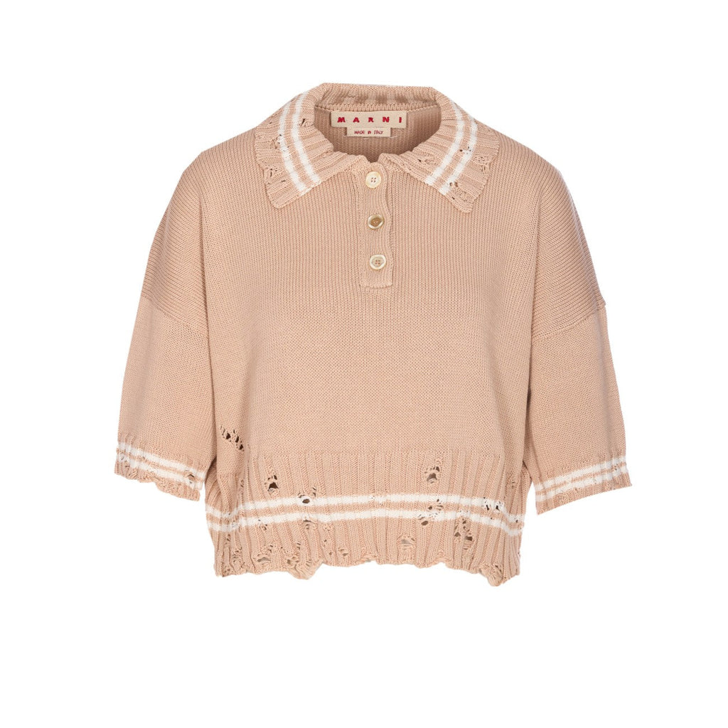 Marni Women Cotton Polo Shirt With Marni Symbol Embroidery