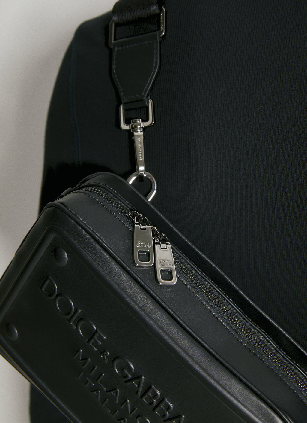 Dolce & Gabbana Men Embossed Logo Leather Crossbody Bag