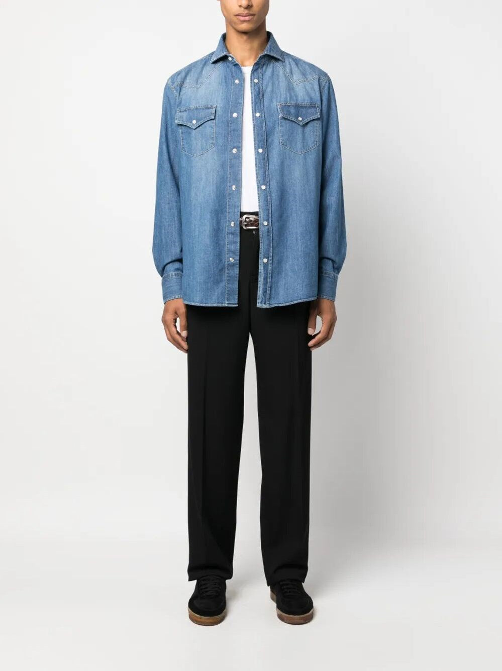 Brunello Cucinelli Men Denim Shirt