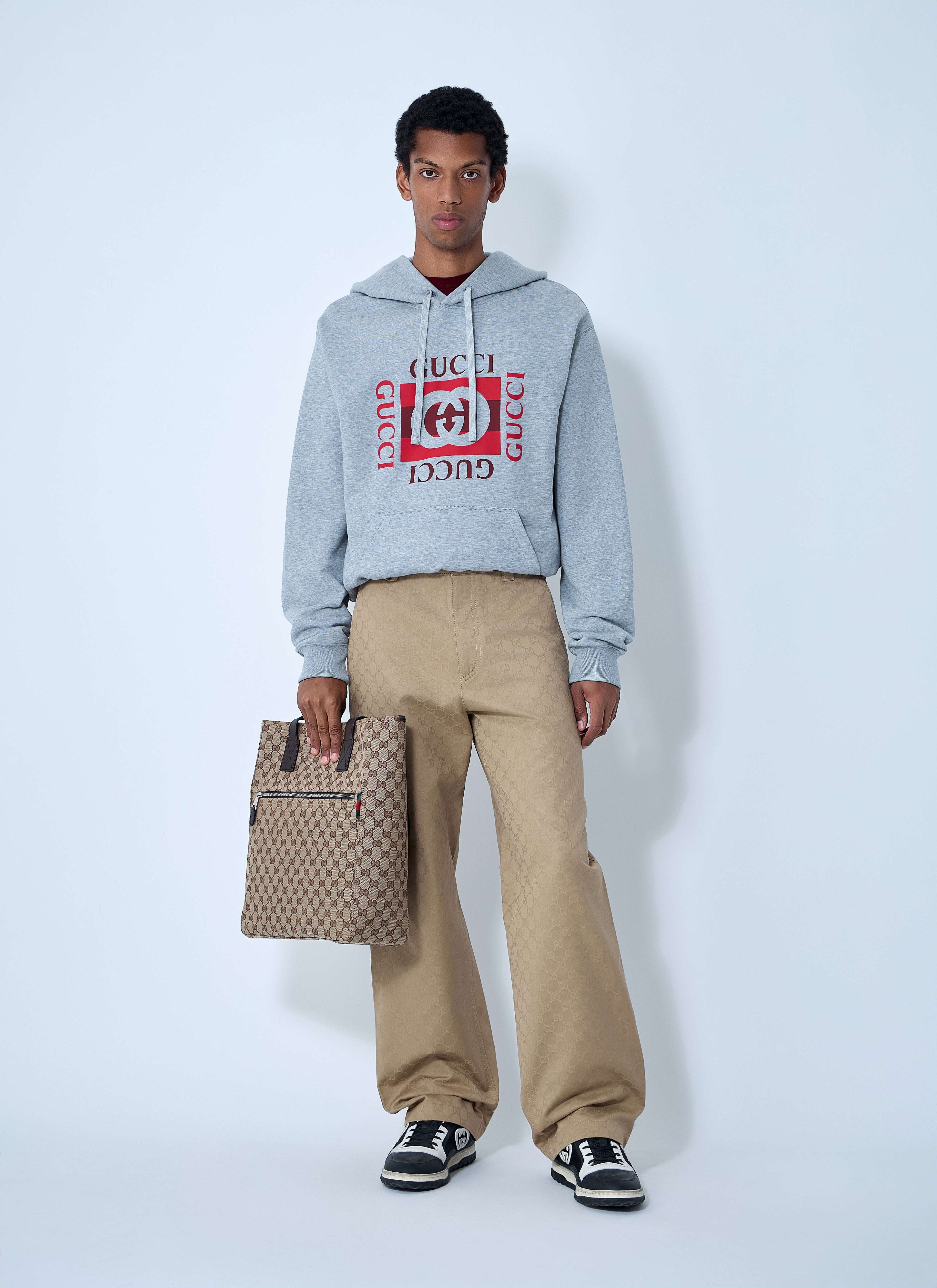 Gucci Men Logo Motif Hooded Sweatshirt
