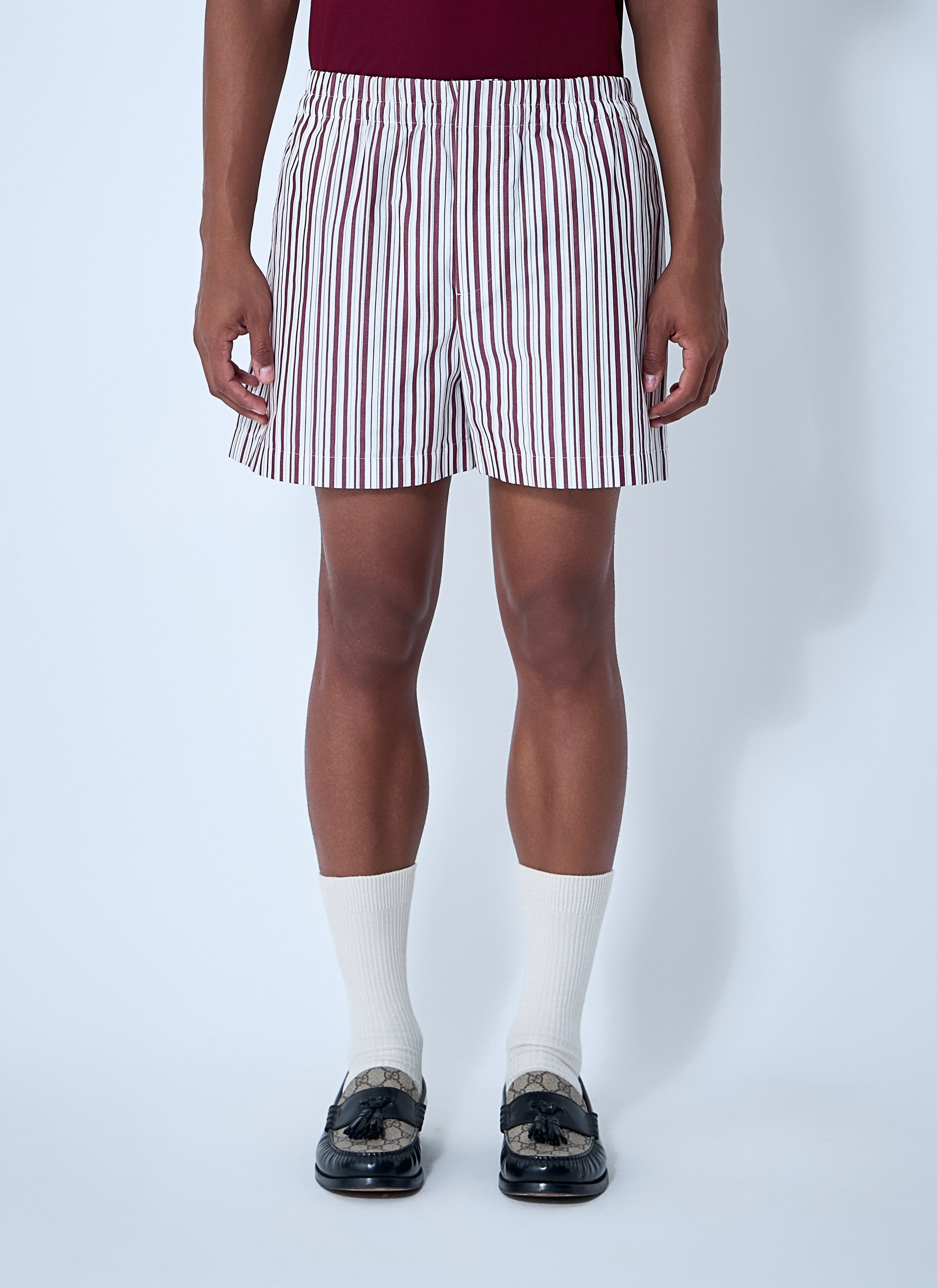 Gucci Men Striped Logo Motif Shorts
