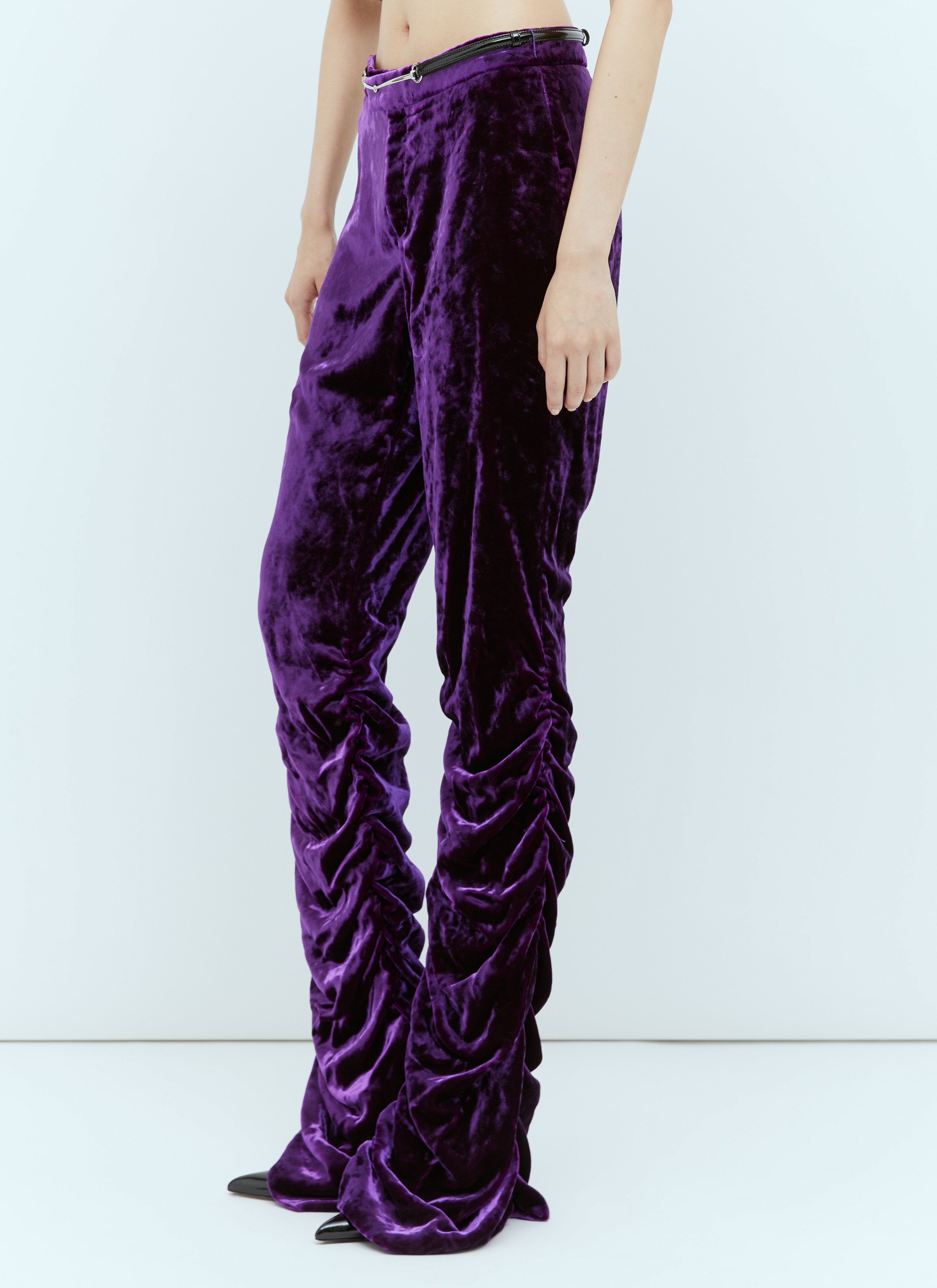 Gucci Women Horsebit Belt Velvet Pants