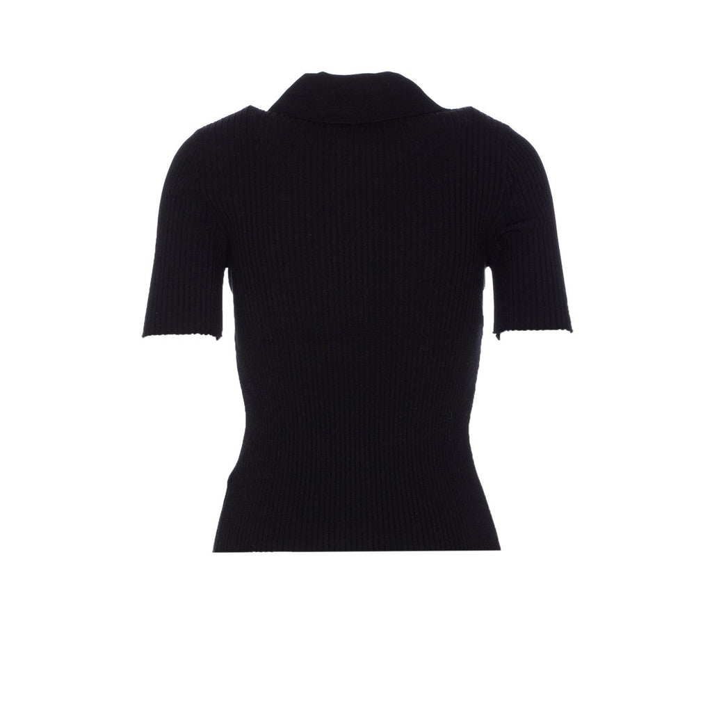 Courreges Women Iconic Rib Knit Polo Shirt