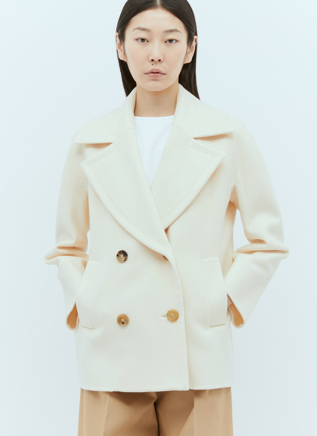 Max Mara Women Wool And Cashmere Pea Coat