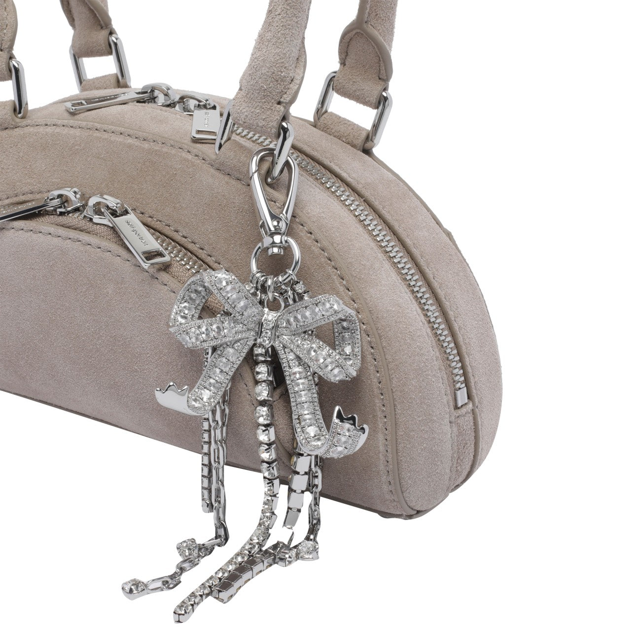 Self Portrait Women Mini Suede Bow Charm Shoulder Bag