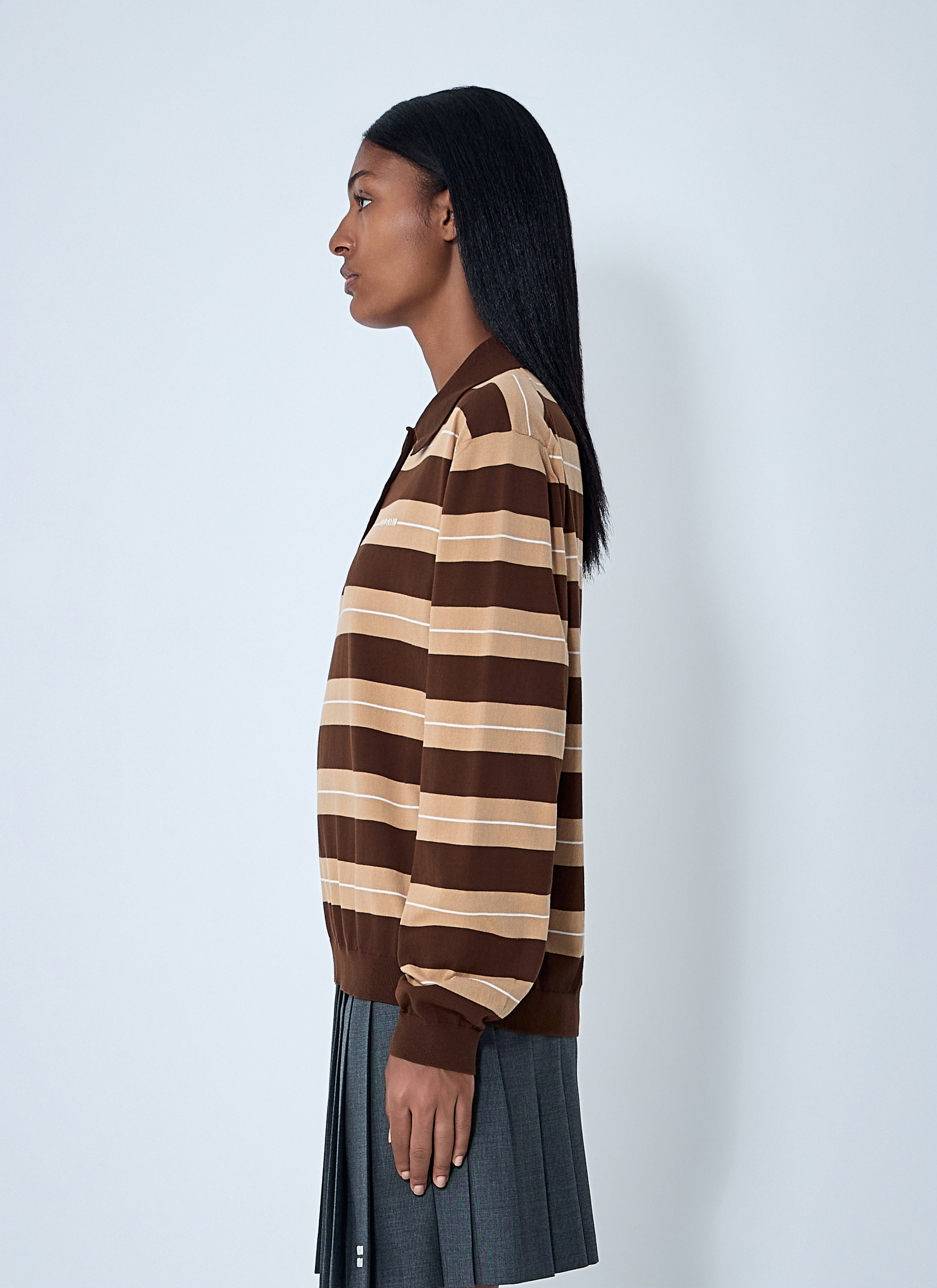 Miu Miu Women Cotton Striped Polo Shirt