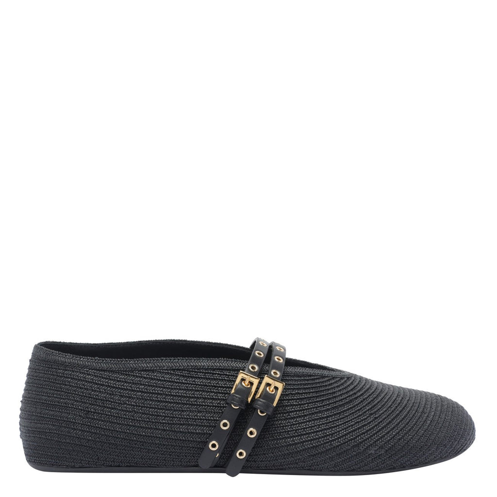 Alaia Women Paper Straw Flat Ballets